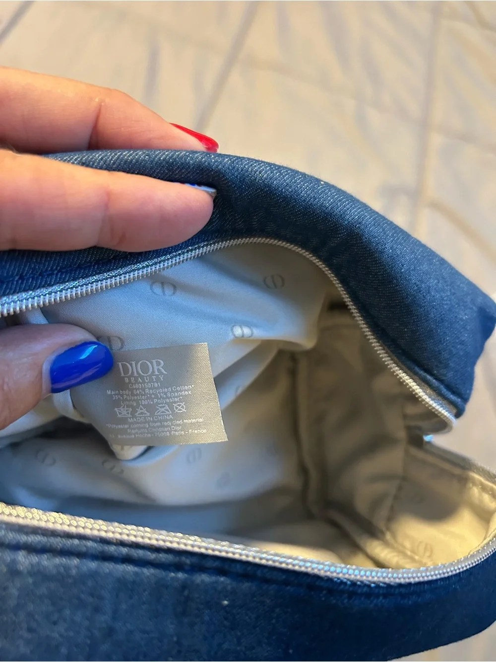 Dior Denim Logo Pouch - Blue